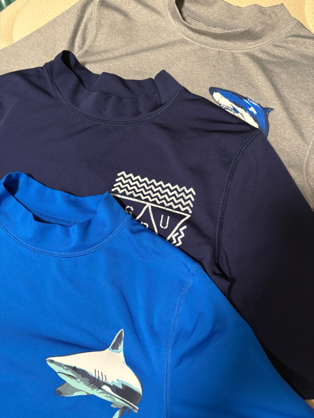 Cat & Jack Kids Bundle of 3 Short-Sleeve Rash Guard Tops -Boys Size 12-14
